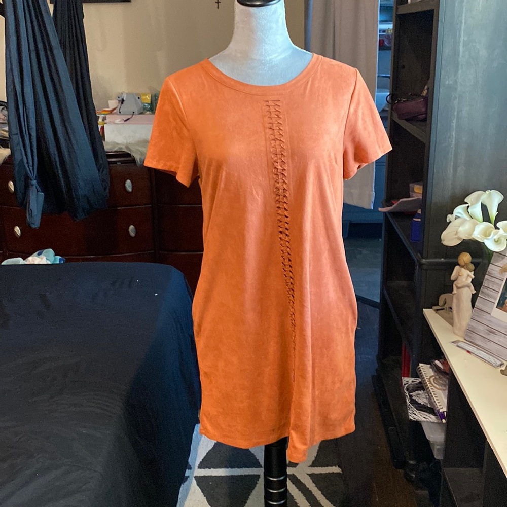 Suede T-shirt dress